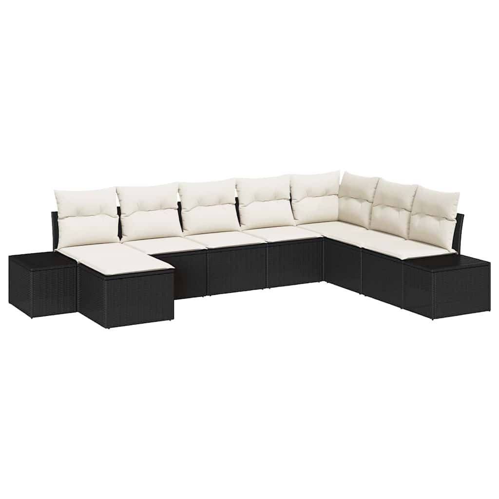 Canapé Panoramique Jardin 8 Pcs Polyrotin Modulable & Repose-Pieds Confortable Terrasse Noir – ComfortXL Outdoor Living - Image 2