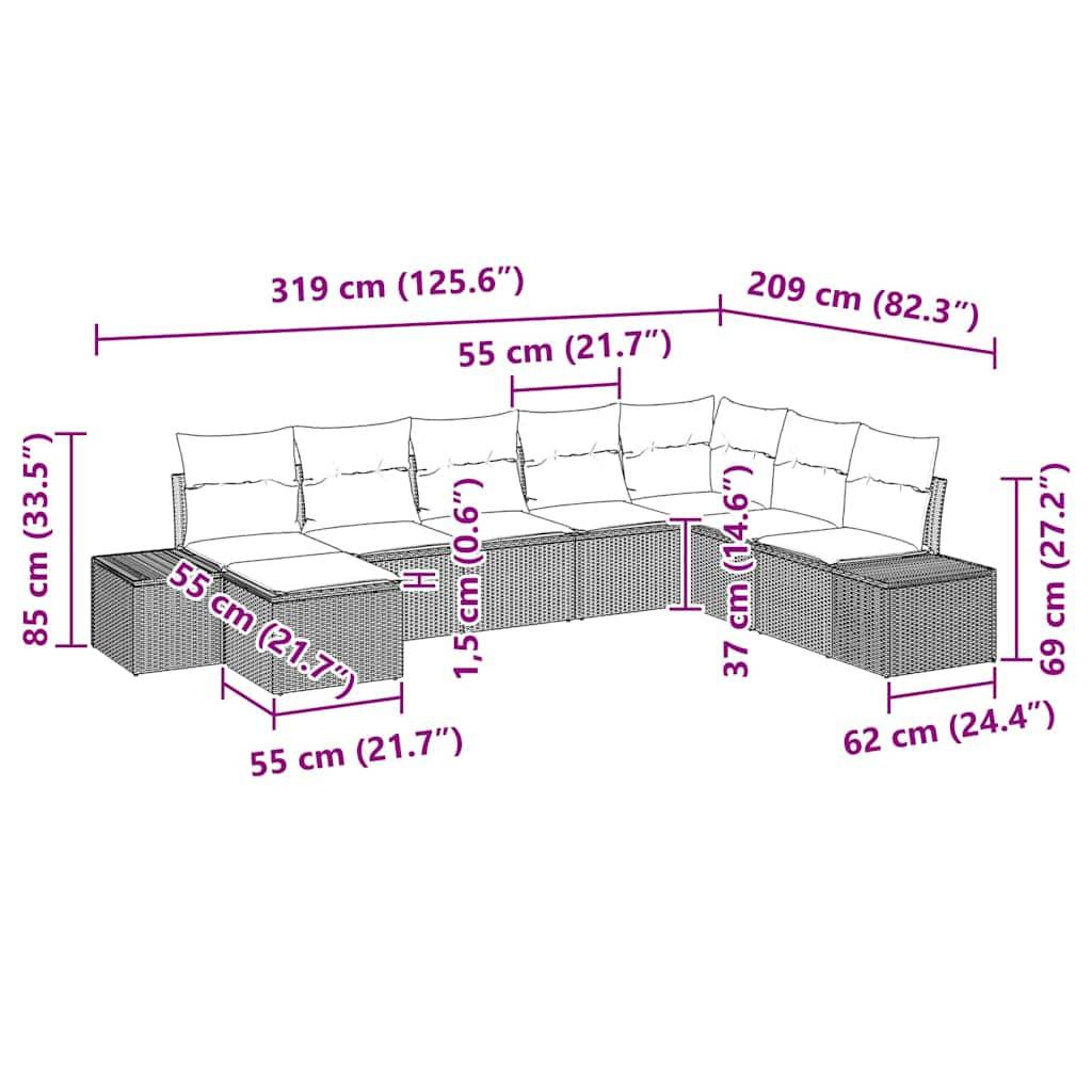 Canapé Panoramique Jardin 8 Pcs Polyrotin Modulable & Repose-Pieds Confortable Terrasse Noir – ComfortXL Outdoor Living - Image 9