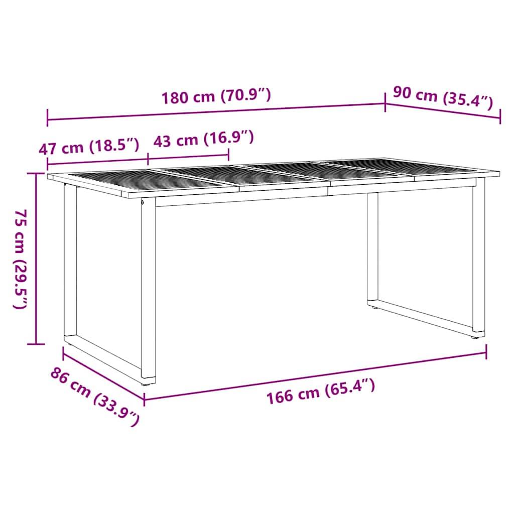 Salon de Jardin 6 Personnes Grande Table 180cm, Mobilier en Bois d'Acacia et Acier Gris – ComfortXL Outdoor Living - Image 7