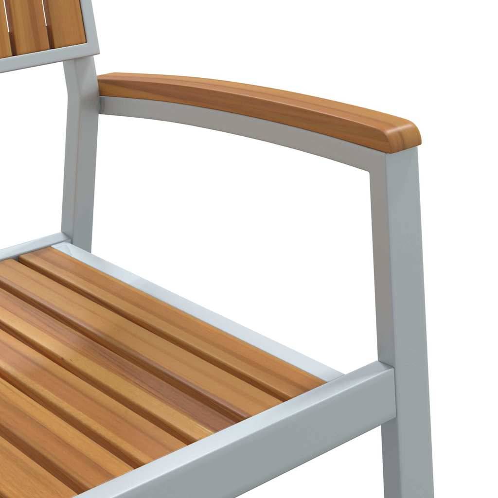 Salon de Jardin 6 Personnes Grande Table 180cm, Mobilier en Bois d'Acacia et Acier Gris – ComfortXL Outdoor Living - Image 8