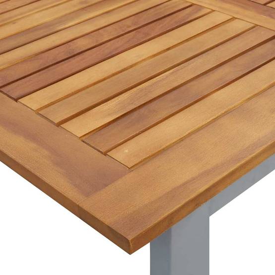 Salon de Jardin 6 Personnes Grande Table 180cm, Mobilier en Bois d'Acacia et Acier Gris – ComfortXL Outdoor Living - Image 9