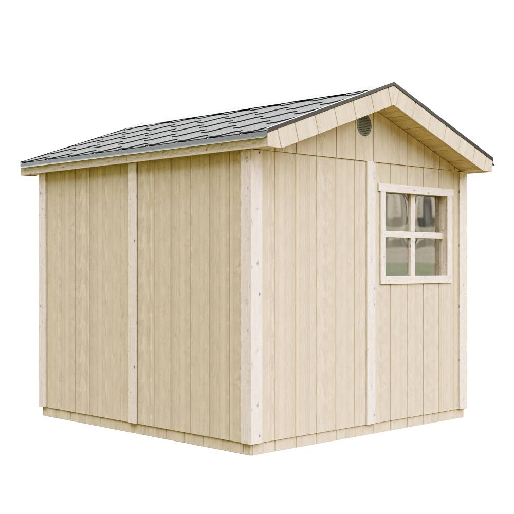 Timbela - Abri de Jardin Qualité Premium 5,9 m² - H252x250x294 cm avec un sol et des bardeaux bitumineuxs - Timbela M913A-HARVEST HONEY - Image 2