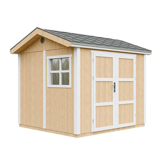 Timbela - Abri de Jardin Qualité Premium 5,9 m² - H252x250x294 cm avec un sol et des bardeaux bitumineuxs - Timbela M913A-HARVEST HONEY - Image 1