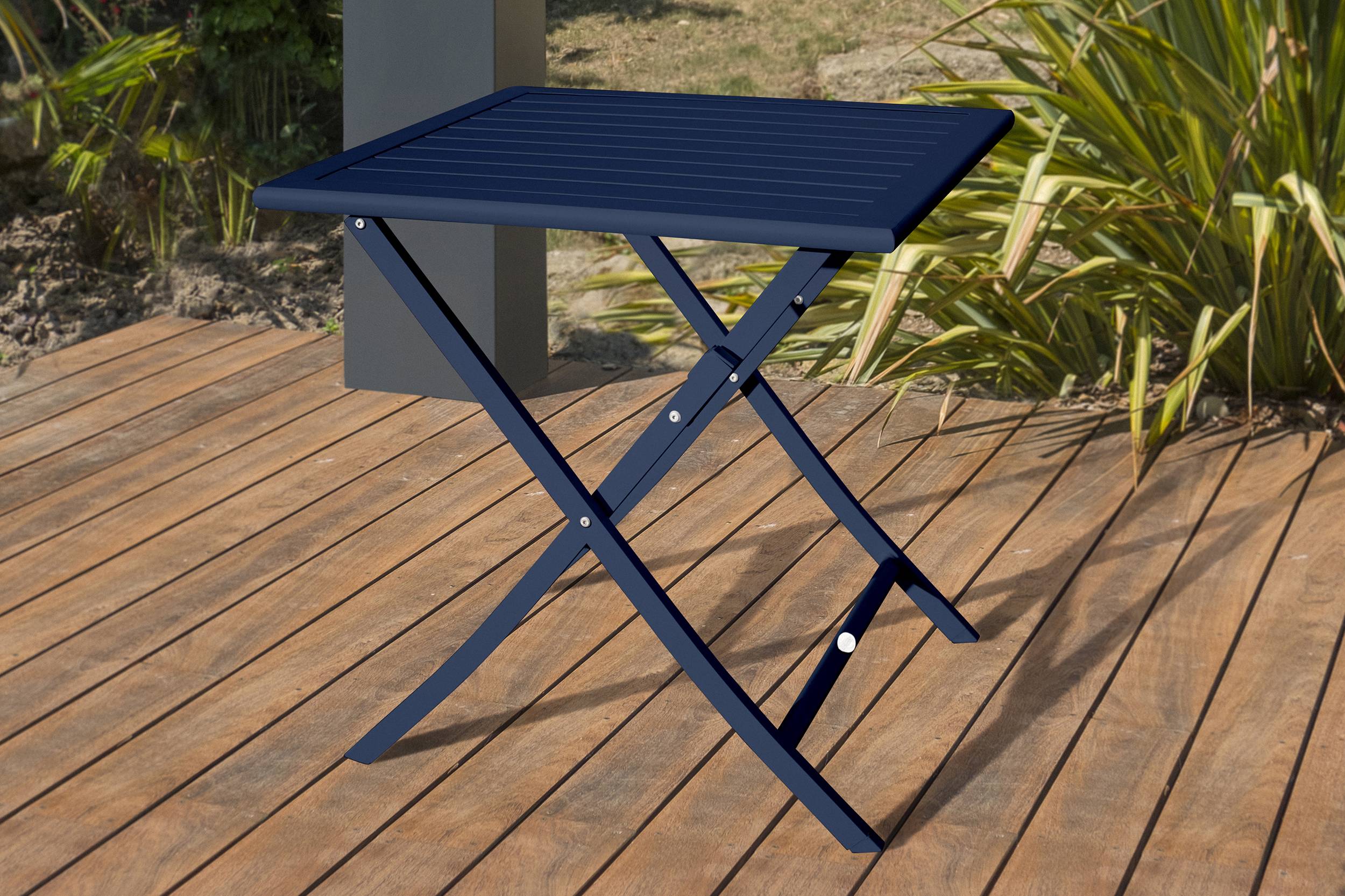 City Garden - Ensemble repas de jardin carré 2 places en aluminium - Bleu marine - MARIUS - Image 2