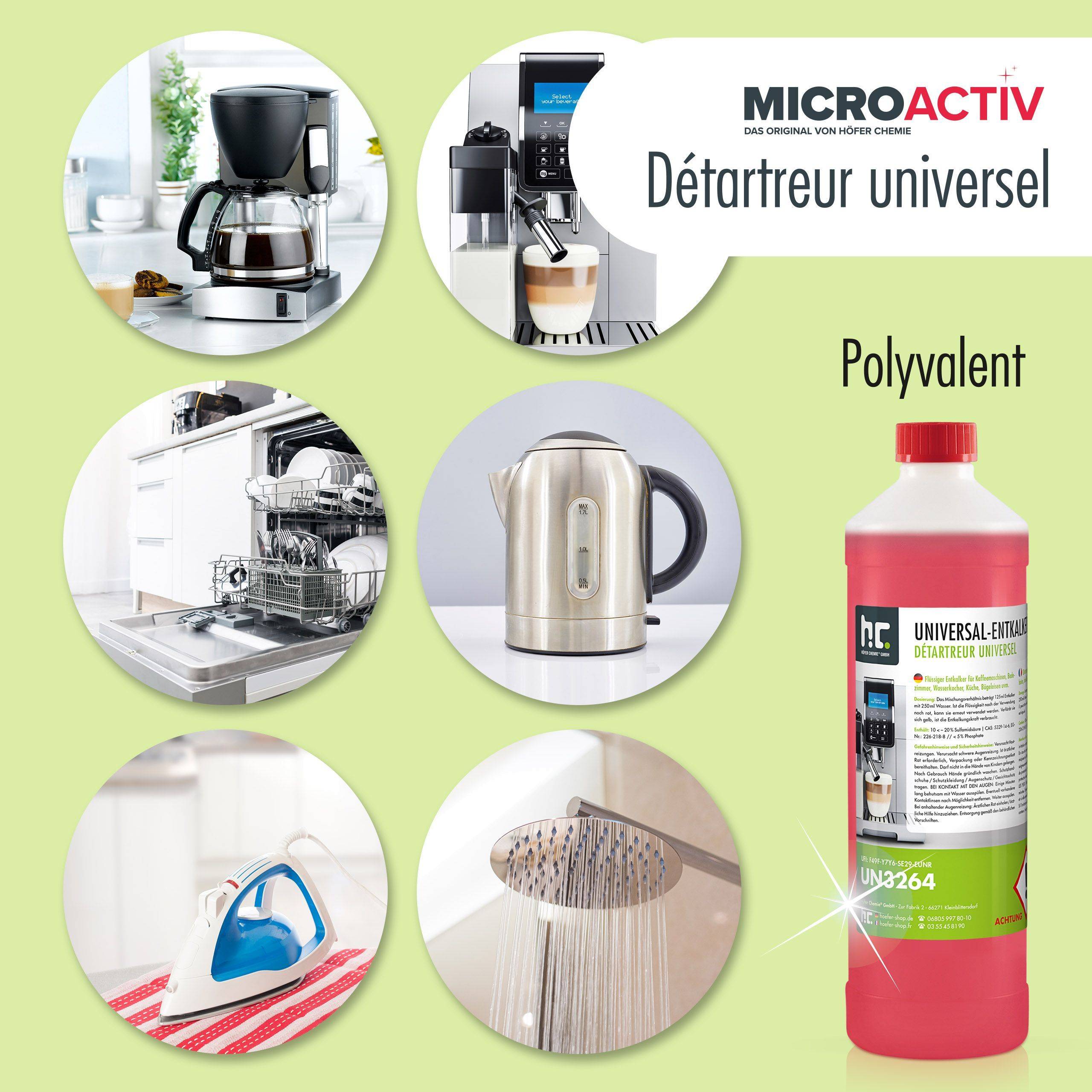 Détartrant universel Microactiv® avec indicateur de couleur pour machines à café entièrement automatiques en bidon de 5 L x 4 - Image 5