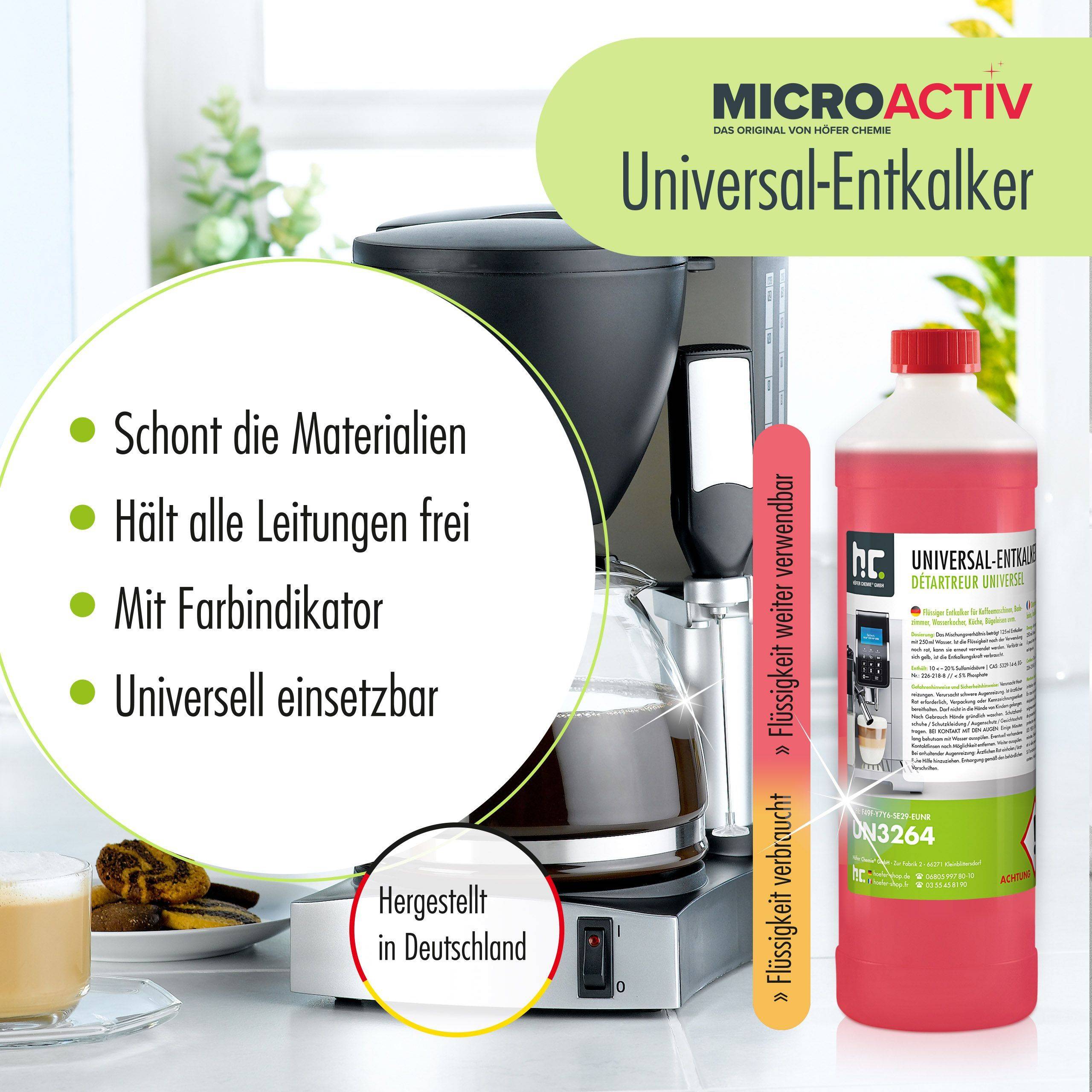 Détartrant universel Microactiv® avec indicateur de couleur pour machines à café entièrement automatiques en bidon de 5 L x 4 - Image 2