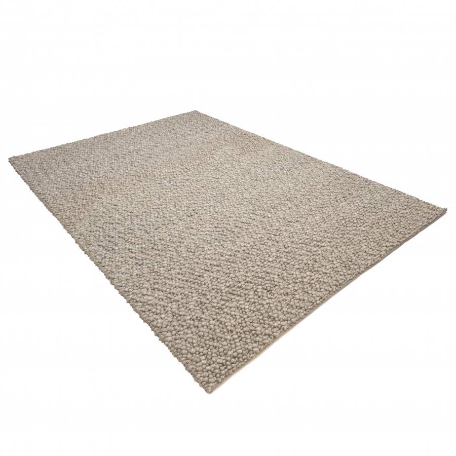 QUENTIN - Tapis rectangulaire 160x230cm en laine bouclée taupe - Image 6