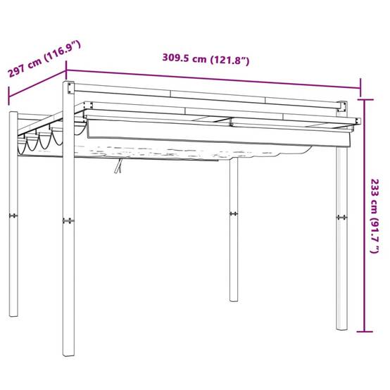 Pergola Aluminium 3x3 m Toit Rétractable Toile Imperméable pour Jardin Terrasse Crème – ComfortXL Outdoor Living - Image 9
