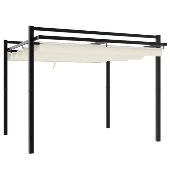 Pergola Aluminium 3x3 m Toit Rétractable Toile Imperméable pour Jardin Terrasse Crème – ComfortXL Outdoor Living - Image 6
