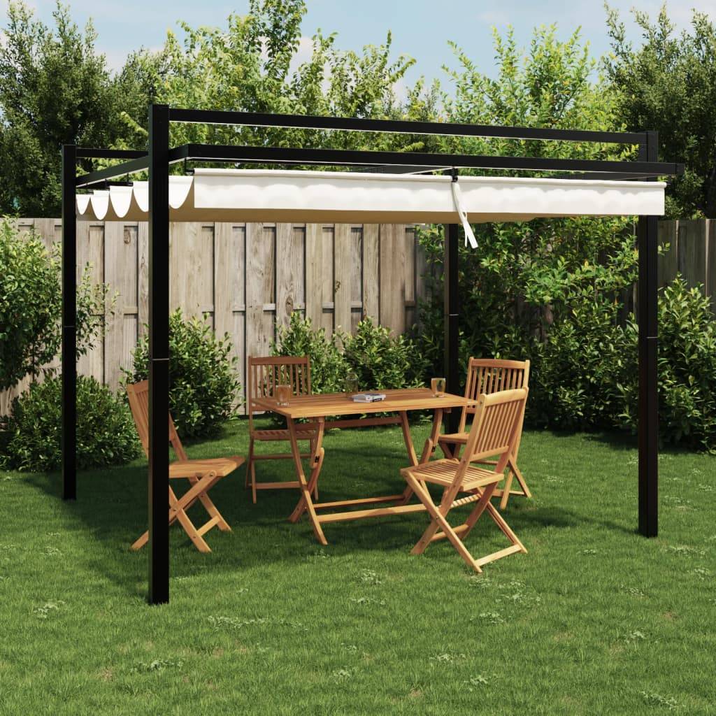 Pergola Aluminium 3x3 m Toit Rétractable Toile Imperméable pour Jardin Terrasse Crème – ComfortXL Outdoor Living - Image 1