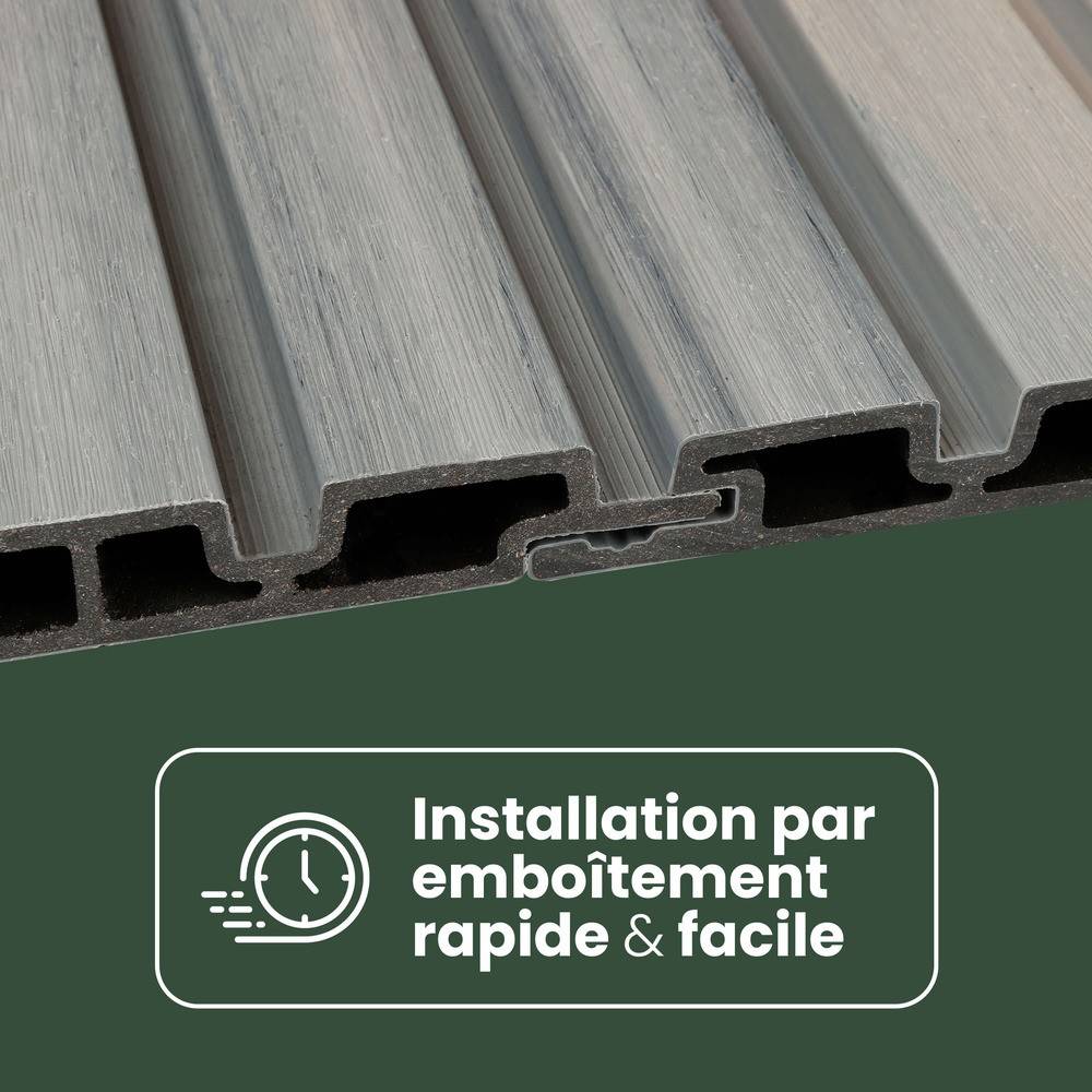 Kit Bardage Composite MEZZO Earl grey - Superficie : 40m² - Dimension des lames : 220x17,8x2,3 cm - Aspect mat - Image 3