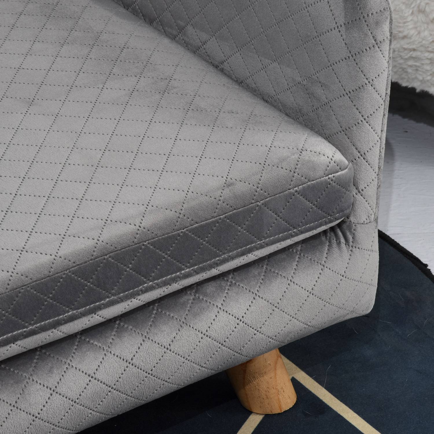 ComfortXL - Canapé pour chien effet velours et bouleau 64 x 45 x 36 cm gris foncé pour petit chien avec coussin doux - Image 9