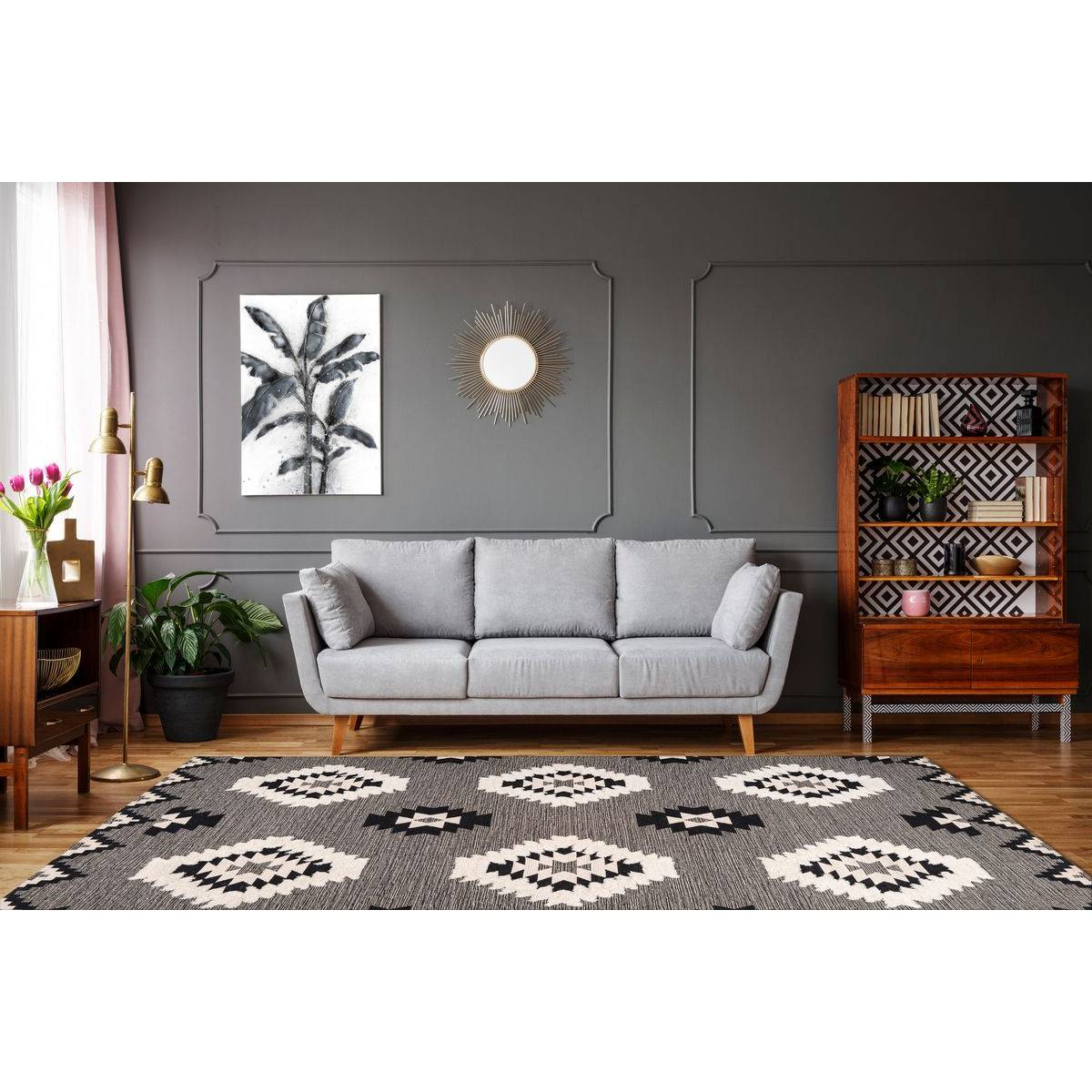 Tapis Ethnique à Poils Courts "Ethnie" Gris 200 x 290 cm - Image 2