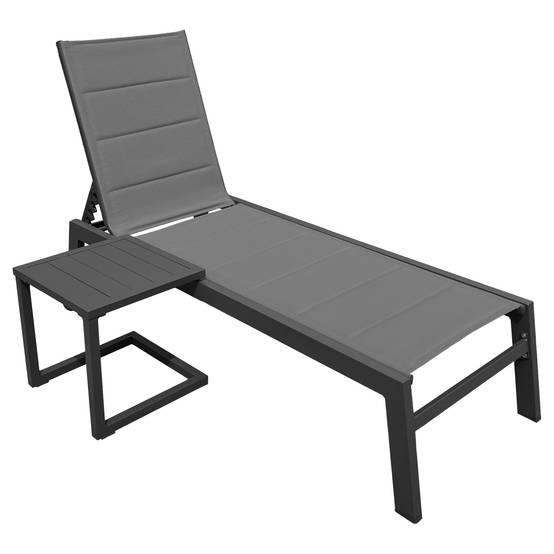 Happy Garden - Set bain de soleil et table d'appoint BARBADOS en textilène gris - aluminium gris anthracite - HAPPY GARDEN - Image 1