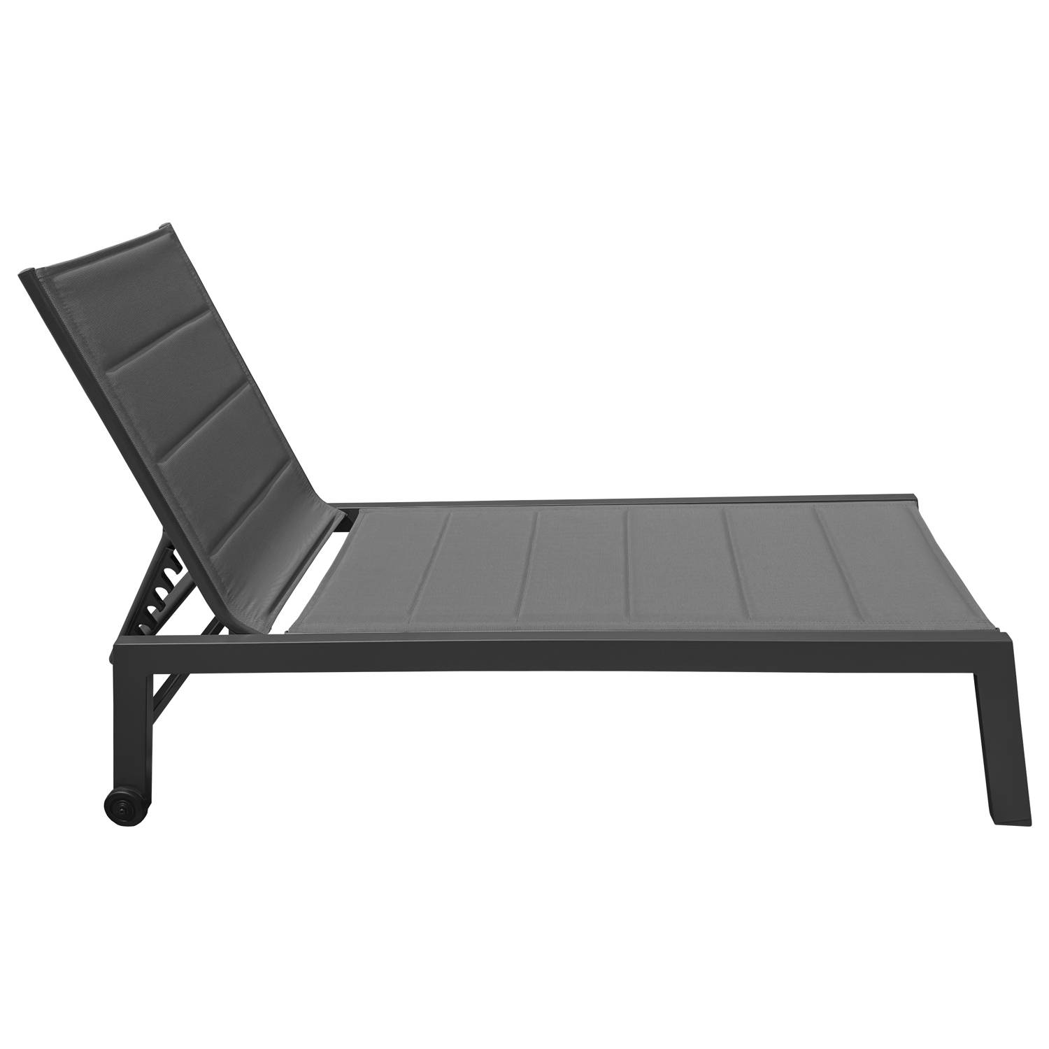 Happy Garden - Set bain de soleil et table d'appoint BARBADOS en textilène gris - aluminium gris anthracite - HAPPY GARDEN - Image 3