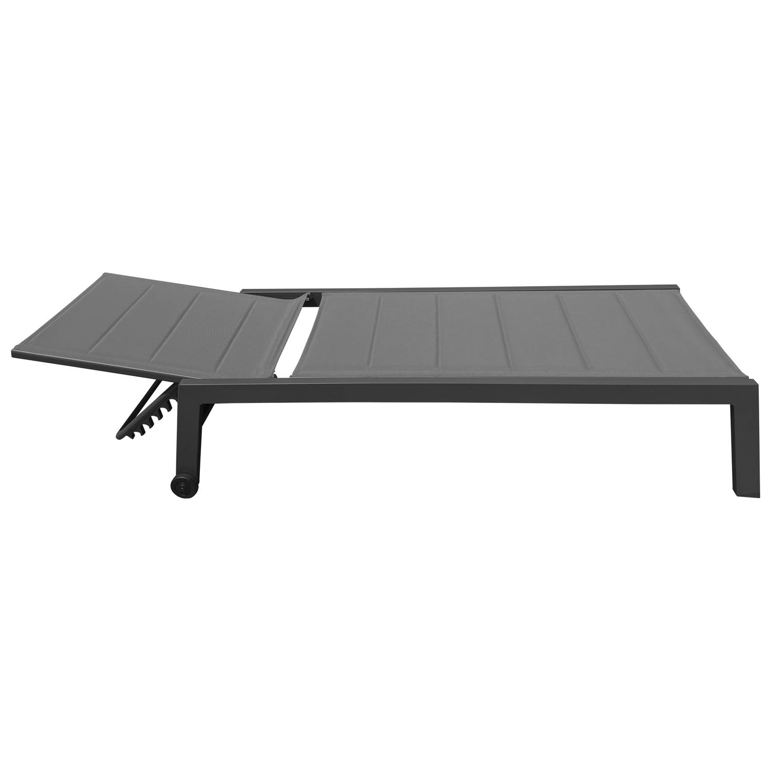 Happy Garden - Set bain de soleil et table d'appoint BARBADOS en textilène gris - aluminium gris anthracite - HAPPY GARDEN - Image 4