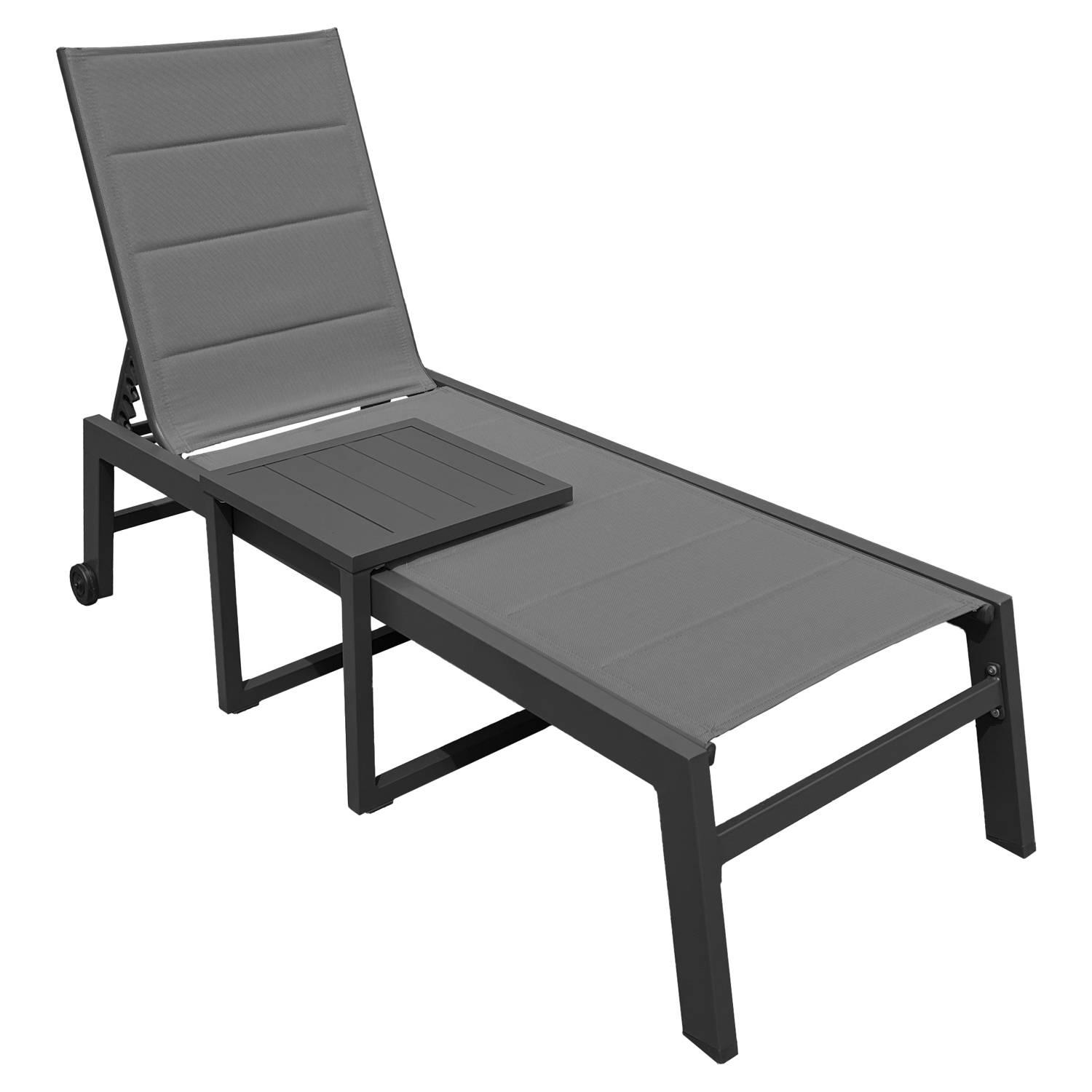Happy Garden - Set bain de soleil et table d'appoint BARBADOS en textilène gris - aluminium gris anthracite - HAPPY GARDEN - Image 9