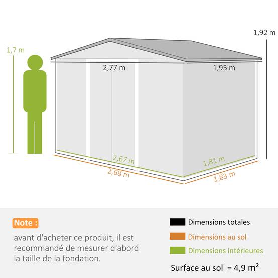ComfortXL - Abri de jardin acier galvanisé grand rangement portes coulissantes 277x195cm gris clair - ComfortXL Outdoor Living - Image 5