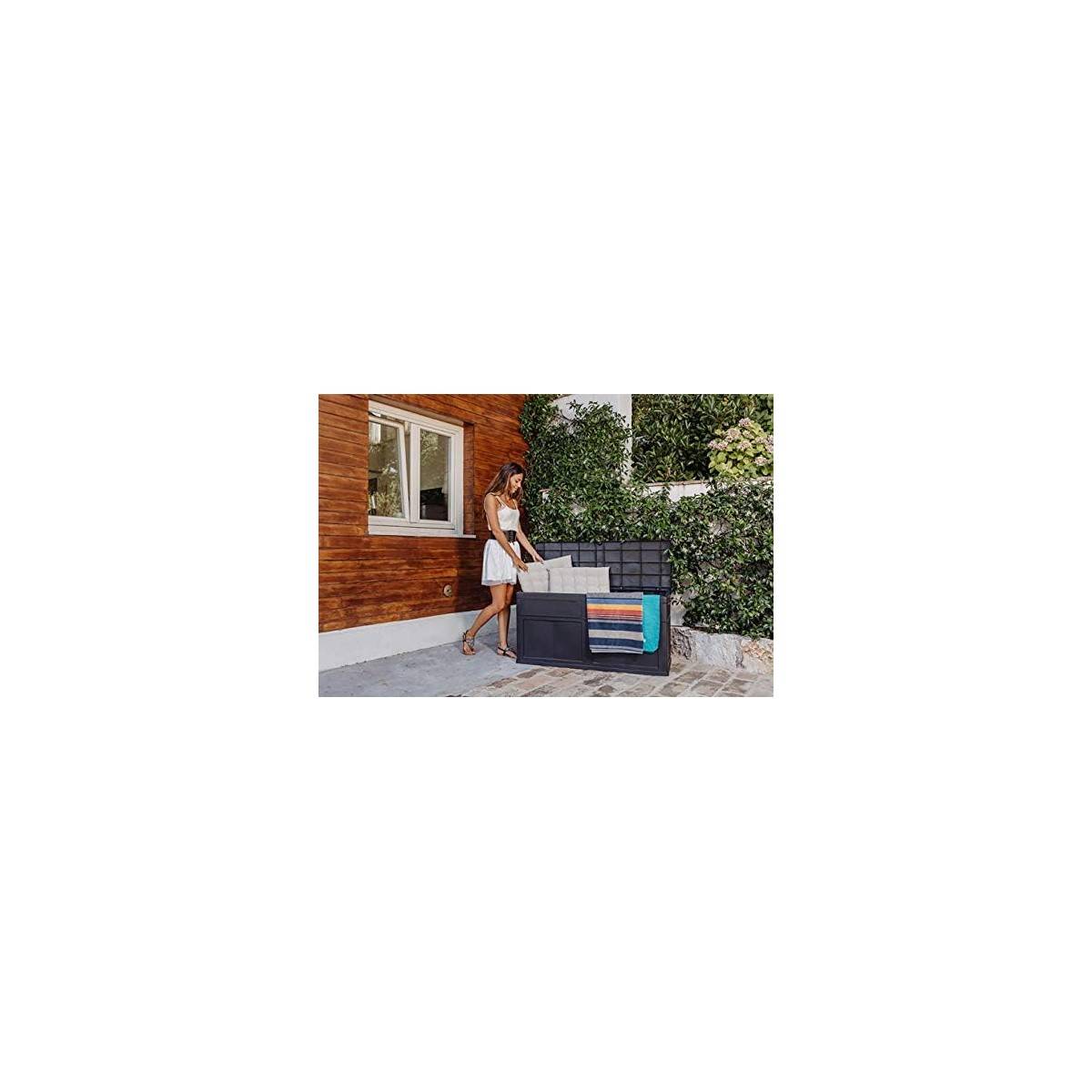 Coffre de Jardin en résine 320 Litres NOIR 119 X 46 X 60 cm Protection Anti UV TOOMAX - Image 4