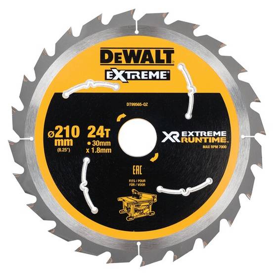 Lame scie à table 210x30 mm 24 Dents XR Extrême runtime DEWALT - DT99565