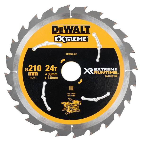 Lame scie à table 210x30 mm 24 Dents XR Extrême runtime DEWALT - DT99565