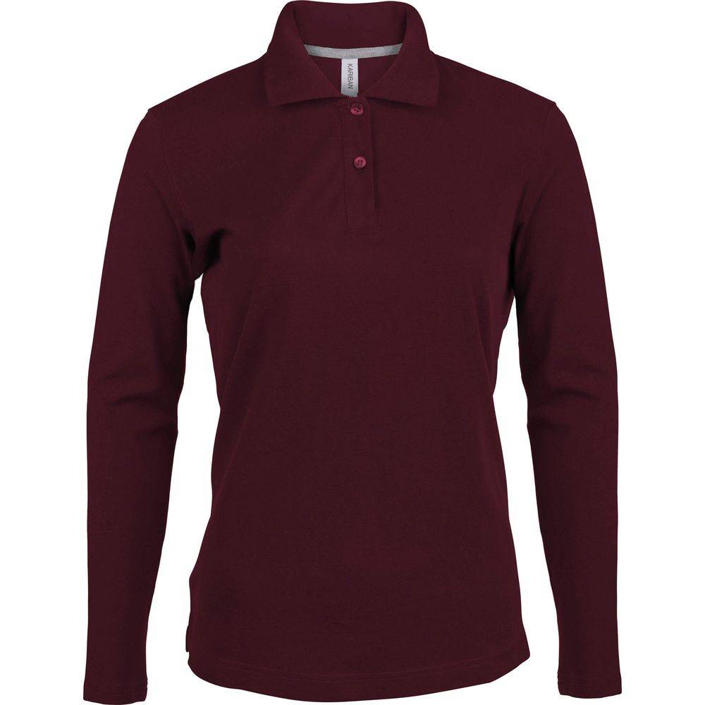 Polo de travail femme manches longues Kariban 100% coton Bordeaux S
