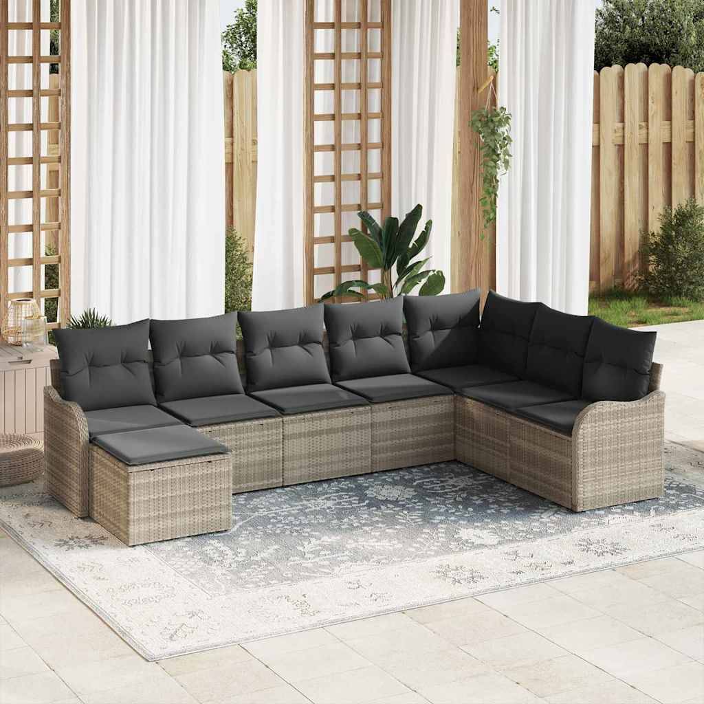 ComfortXL - Ensemble canapé extérieur 8 pcs Poly rotin modulable et confortable Gris Clair – ComfortXL Outdoor Living - Image 1