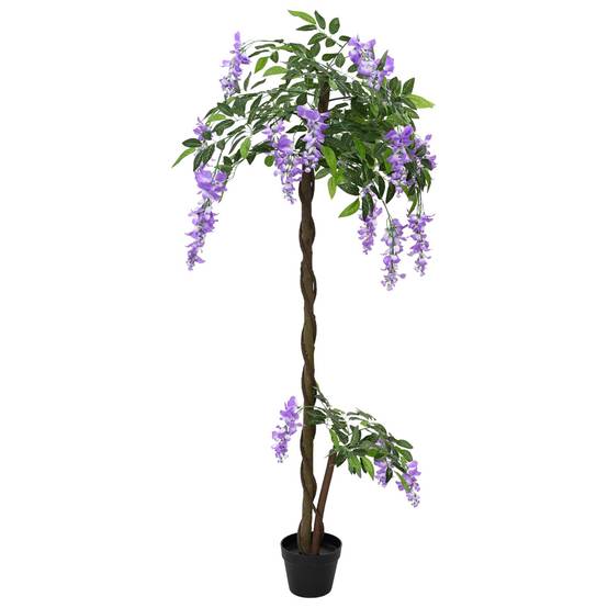 Arbre à fleurs artificiel bois et tissu pourpre 80 x 18 x 160 cm - PANGIVO - Image 3