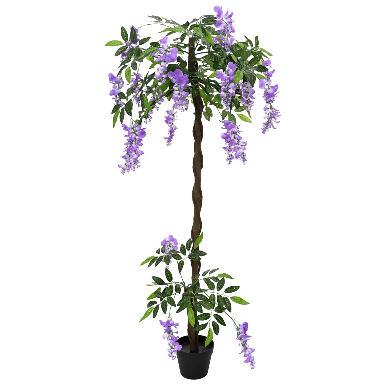 Arbre à fleurs artificiel bois et tissu pourpre 80 x 18 x 160 cm - PANGIVO - Image 2
