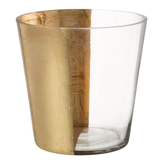 Photophore Design en Verre "Boe" 18cm Transparent & Or - Image 1