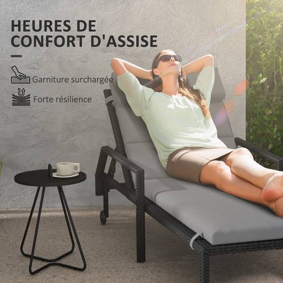 Outsunny - Coussin d'extérieur pour chaise Longue Rectangulaire avec appui-tête et liens - déperlant - 196 x 63 cm - gris clair - Outsunny - Image 7