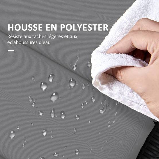 Outsunny - Coussin d'extérieur pour chaise Longue Rectangulaire avec appui-tête et liens - déperlant - 196 x 63 cm - gris clair - Outsunny - Image 8