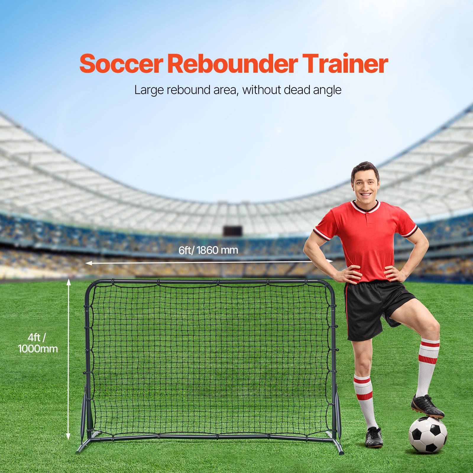 Vevor - VEVOR Filet de rebond football 182,8 x 121,9 cm, rebondisseur portable en tube de fer, filet PET durable, sac de transport inclus. - Image 2