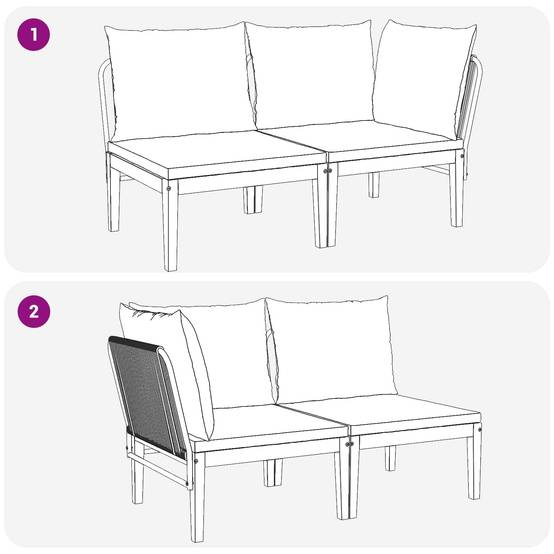Vidaxl - Ensemble de salon de jardin 2 pc avec coussins Naturel vidaXL 42022077 - Image 9