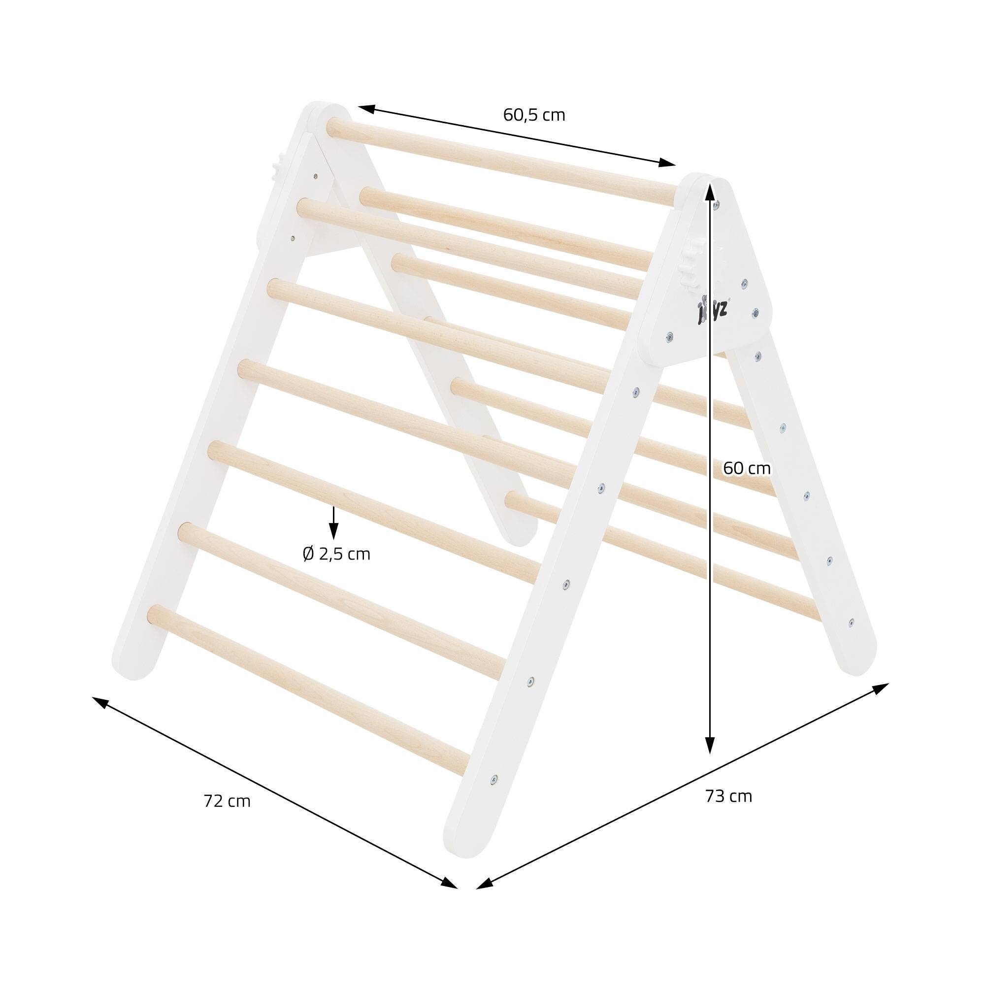 Triangle d'escalade pour enfants 73x72x60 cm en bois blanc/naturel polyvalent robuste avec coins arrondis usage en intérieur à partir de 12 mois - Image 6