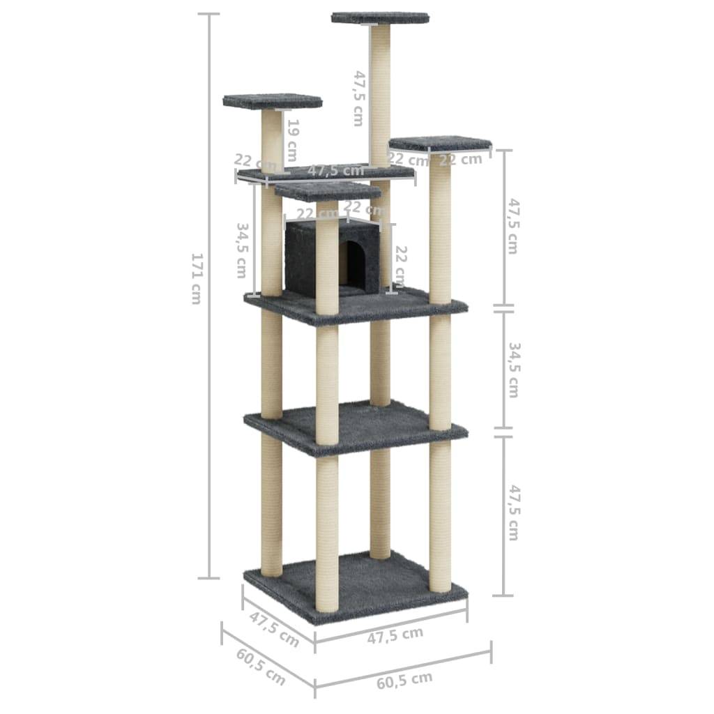 Vidaxl - Arbre à chat avec griffoirs en sisal Gris foncé 171 cm vidaXL 171487 - Image 3
