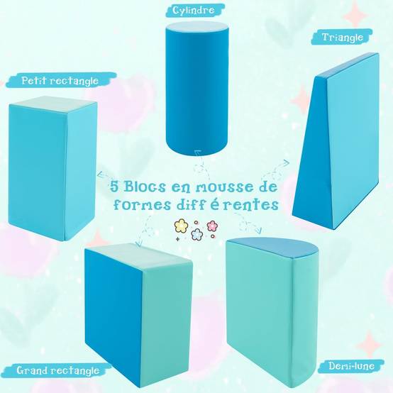 Costway - 5PCS Parcours Motricité Bébé en Mousse avec Housse en PU, Module Motricité Bébé, Jouets Éducatifs pour Enfants d'Âge Préscolaire… - Image 4