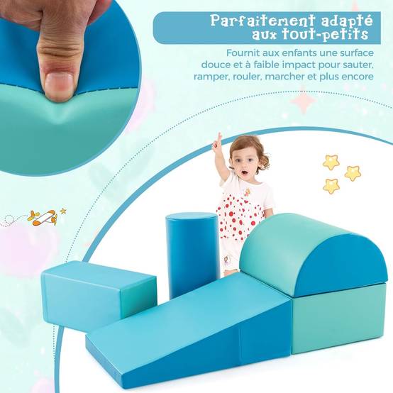 Costway - 5PCS Parcours Motricité Bébé en Mousse avec Housse en PU, Module Motricité Bébé, Jouets Éducatifs pour Enfants d'Âge Préscolaire… - Image 6