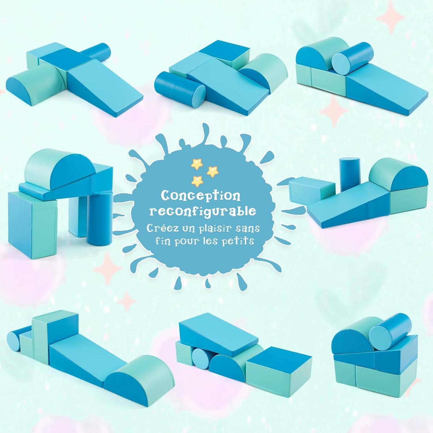 Costway - 5PCS Parcours Motricité Bébé en Mousse avec Housse en PU, Module Motricité Bébé, Jouets Éducatifs pour Enfants d'Âge Préscolaire… - Image 3