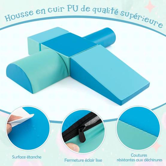 Costway - 5PCS Parcours Motricité Bébé en Mousse avec Housse en PU, Module Motricité Bébé, Jouets Éducatifs pour Enfants d'Âge Préscolaire… - Image 2