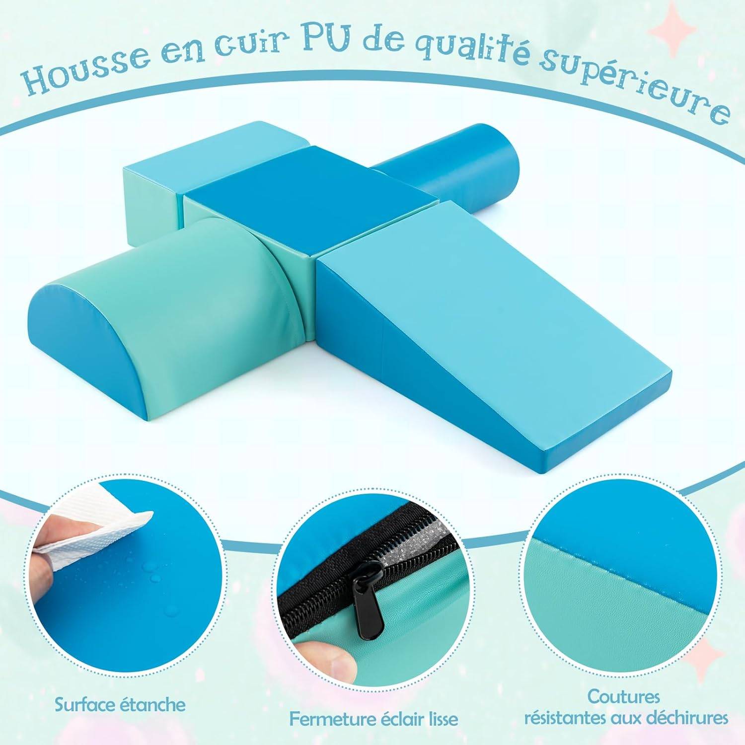 Costway - 5PCS Parcours Motricité Bébé en Mousse avec Housse en PU, Module Motricité Bébé, Jouets Éducatifs pour Enfants d'Âge Préscolaire… - Image 2