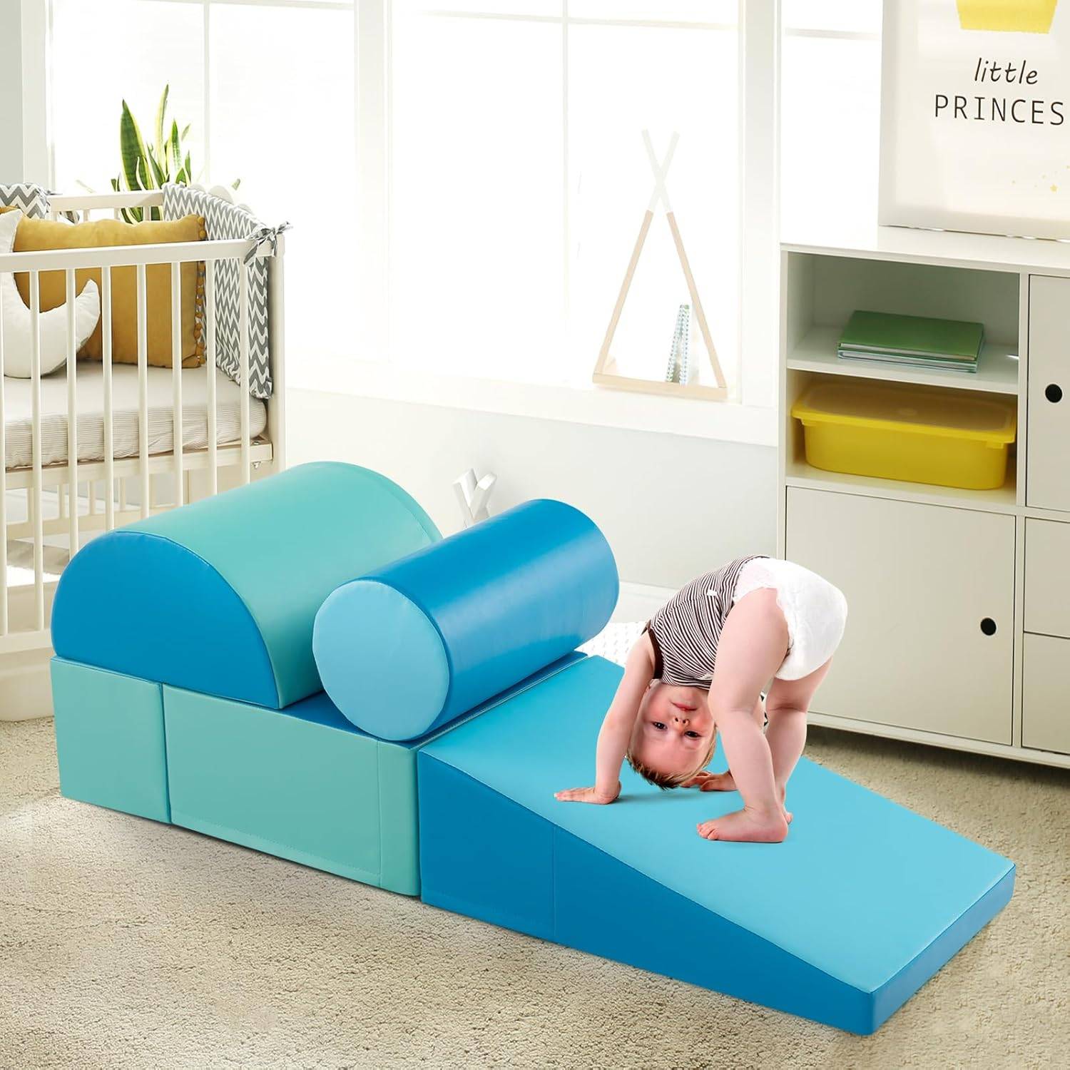 Costway - 5PCS Parcours Motricité Bébé en Mousse avec Housse en PU, Module Motricité Bébé, Jouets Éducatifs pour Enfants d'Âge Préscolaire… - Image 7