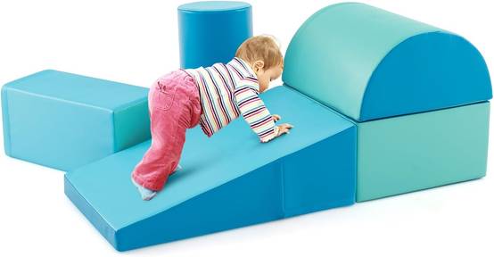 Costway - 5PCS Parcours Motricité Bébé en Mousse avec Housse en PU, Module Motricité Bébé, Jouets Éducatifs pour Enfants d'Âge Préscolaire… - Image 1