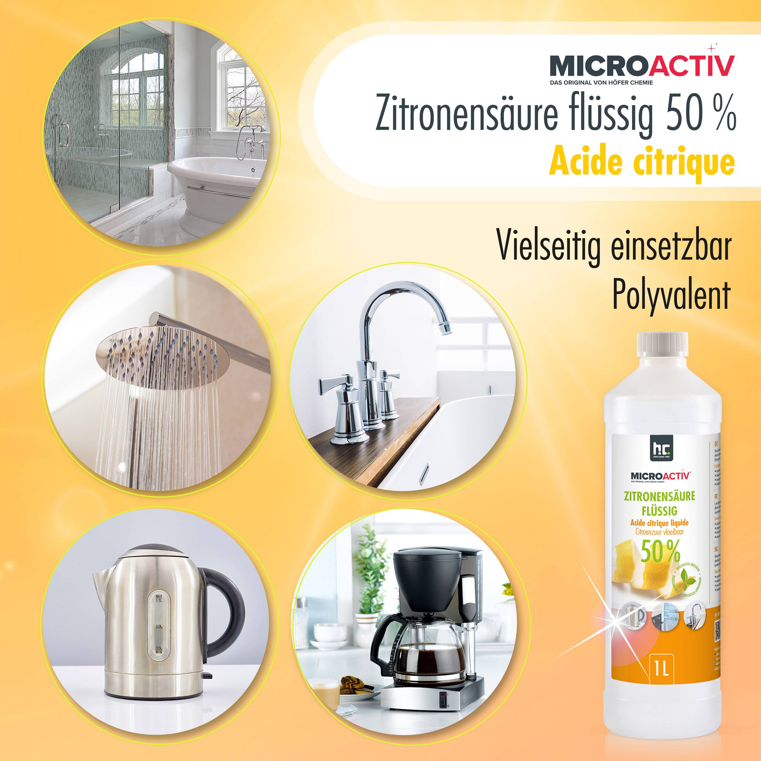 Acide Citrique Liquide 50% Microactiv® détartrant en bidon de 5 L x 4 - Image 4