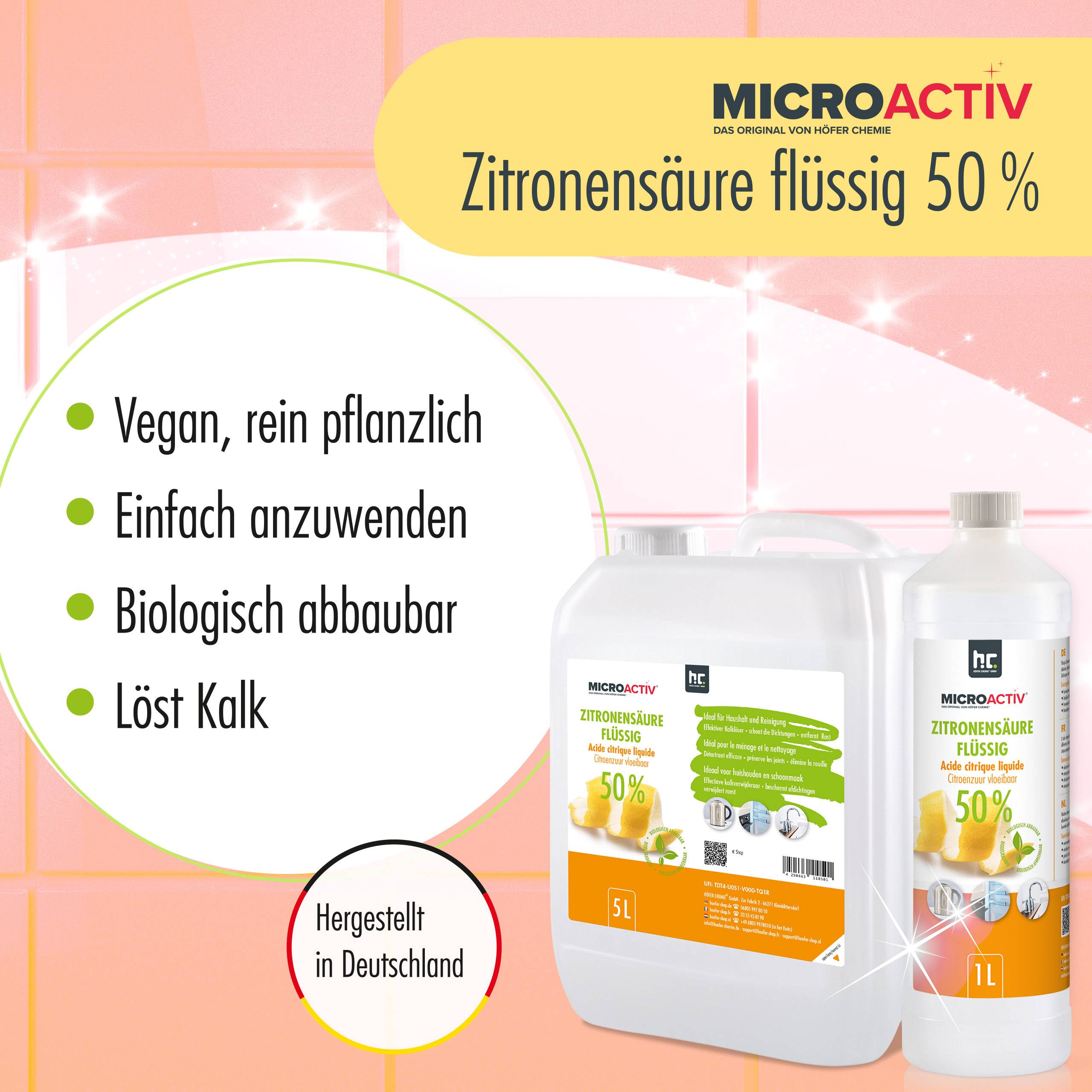 Acide Citrique Liquide 50% Microactiv® détartrant en bidon de 5 L x 4 - Image 2