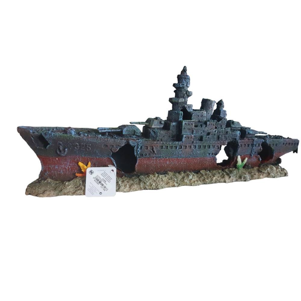 Bateau épave 48.5 x 10 x h 19cm,  Décoration aquarium - Image 5
