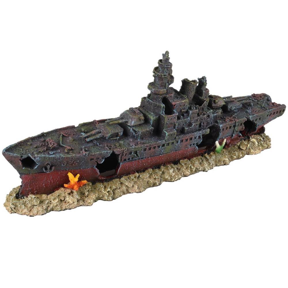 Bateau épave 48.5 x 10 x h 19cm,  Décoration aquarium - Image 1
