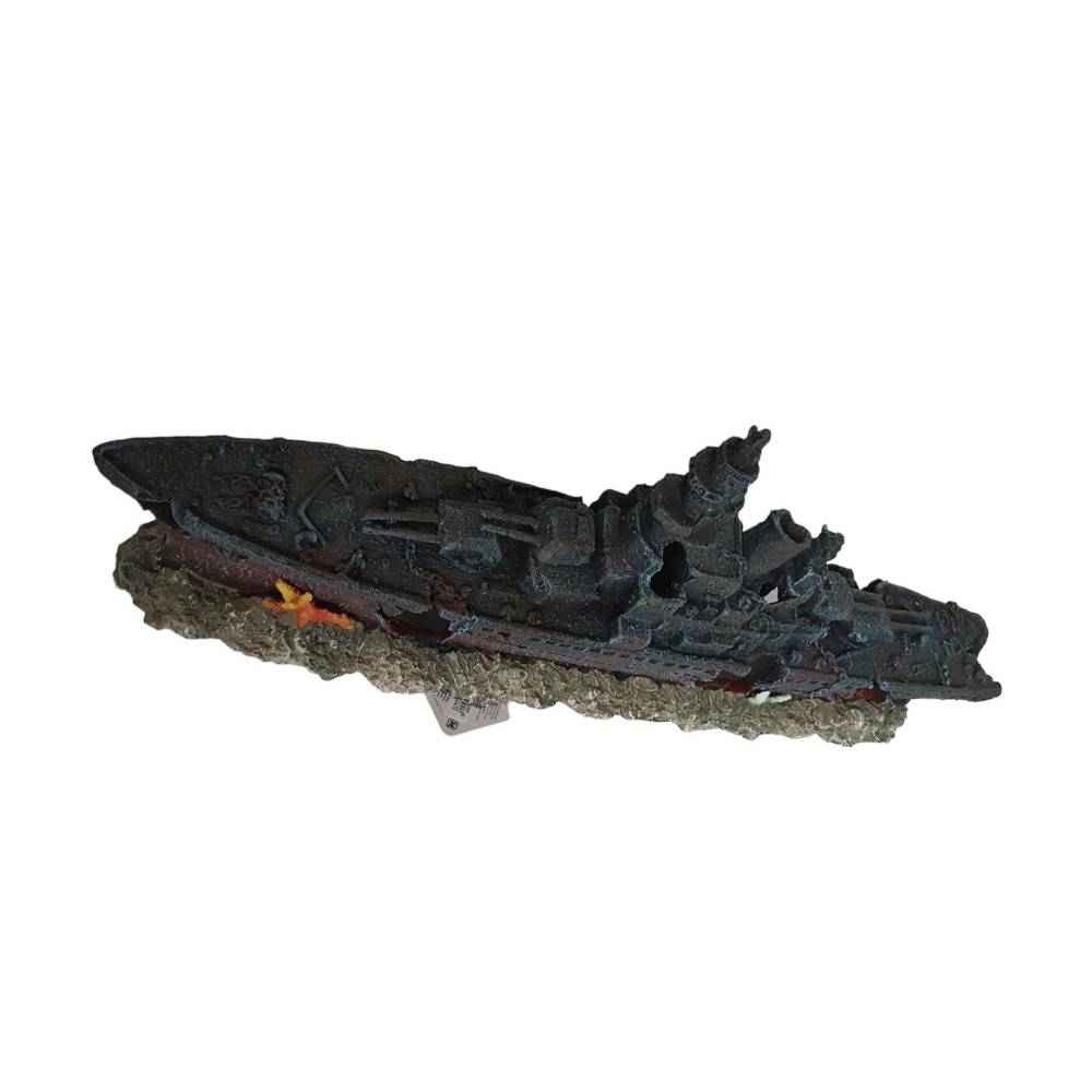 Bateau épave 48.5 x 10 x h 19cm,  Décoration aquarium - Image 3