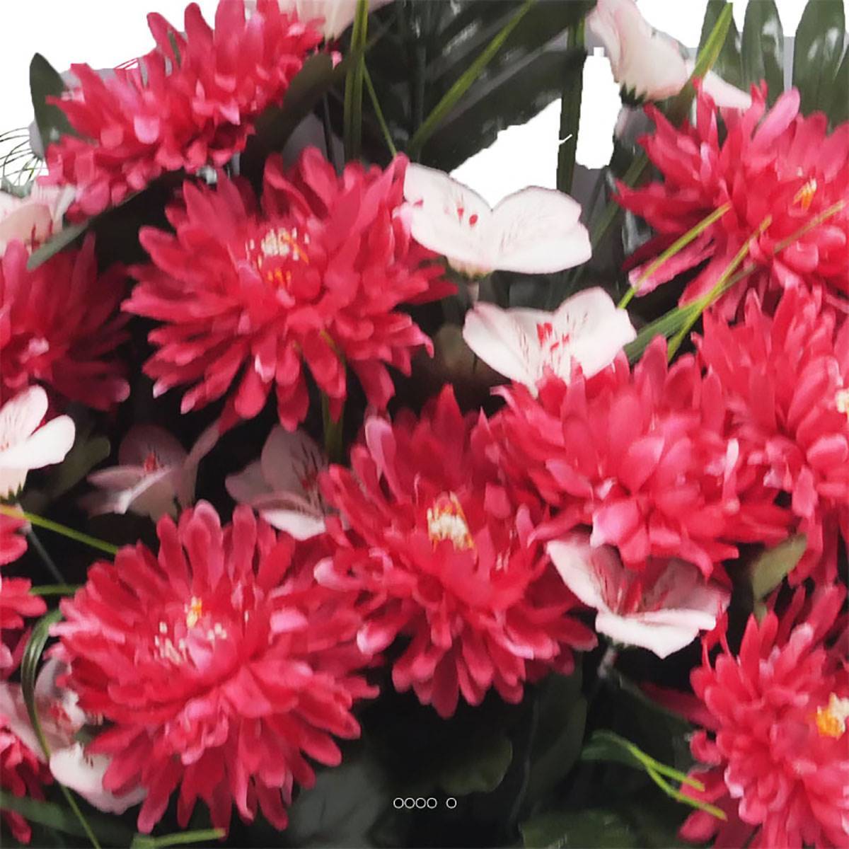 Artificielles - Devant de tombe fleurs artificielles cimetière chrysanthèmes et alstroemerias Rose fushia - couleur: Rose fushia 730 - Image 3