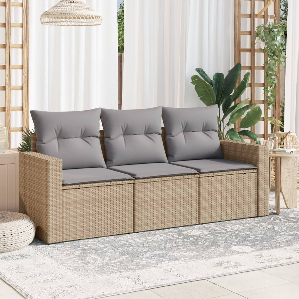 ComfortXL - Petit Salon de Jardin 3 Pièces Résine Tressée avec Coffre de Rangement sous l'Assise pour Balcon Beige – ComfortXL Outdoor Living - Image 1